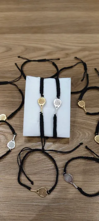 Bracciali racchetta da tennis oro/argento in 924