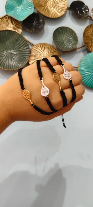 Bracciali racchetta da tennis oro/argento in 924