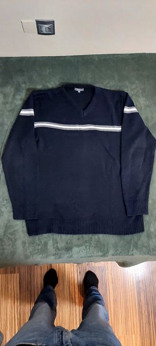 Jersey Pico Hombre Azul y Blanco