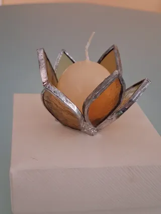 Candela sfera con portacandele fiore vetro