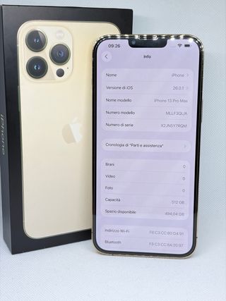 iPhone 13 Pro Max 512GB Oro - Batteria 100%