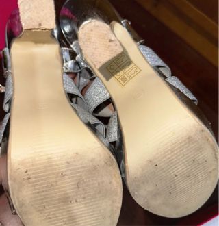 Sandálias Clowse Salto Alto Brilhantes Prata