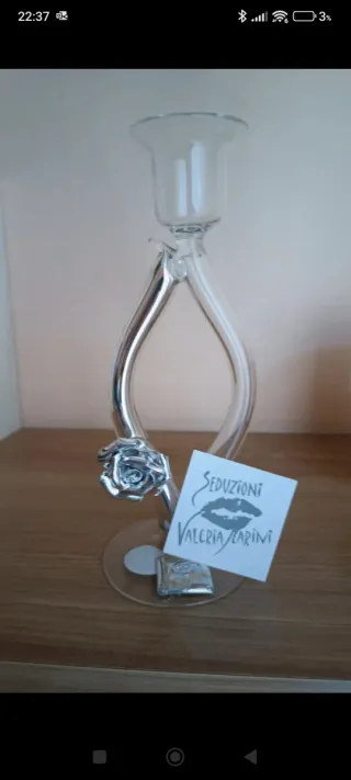 Porta candele in vetro e metallo