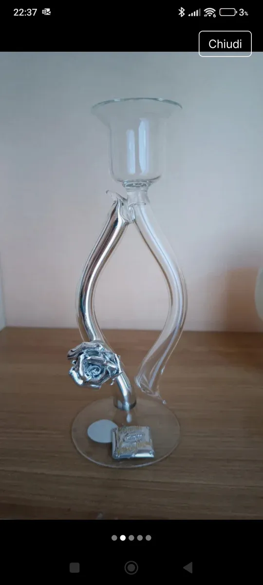 Porta candele in vetro e metallo