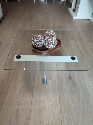 Mesa centro diseño cristal ,metacrilato y madera l