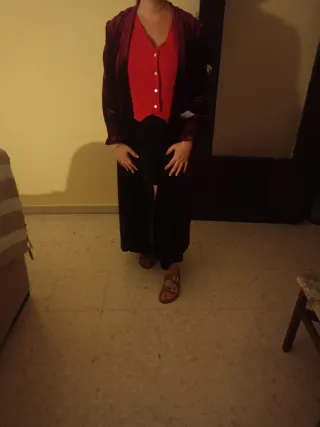 Levita terciopelo morado y rojo