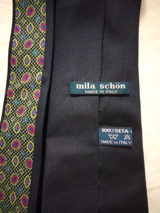 Cravatta Mila Schön Seta Fantasia Beige Grigio