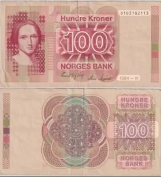 Billete 100 Coronas Noruega 1984