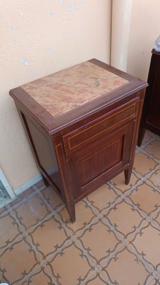 Trittico mobile antico in legno e marmo