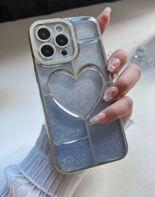 Cover iPhone Glitter Cuore Azzurro 12/13/14/15/16