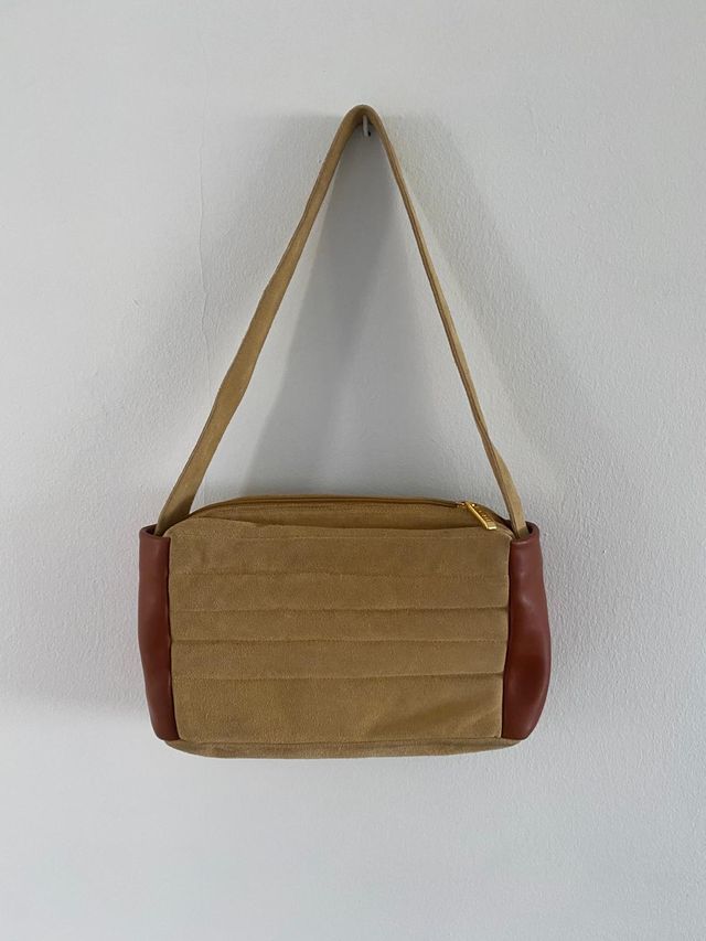 Bolso piel beige y marrón