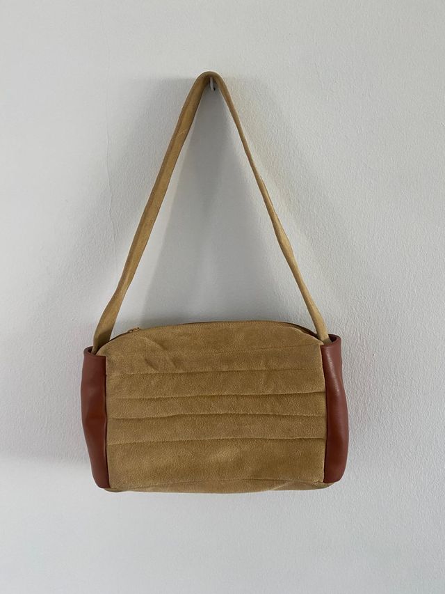 Bolso piel beige y marrón