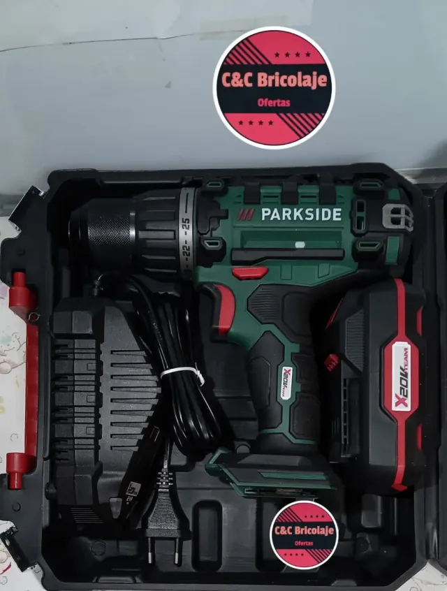 Taladro atornillador Parkside X20V TEAM completo