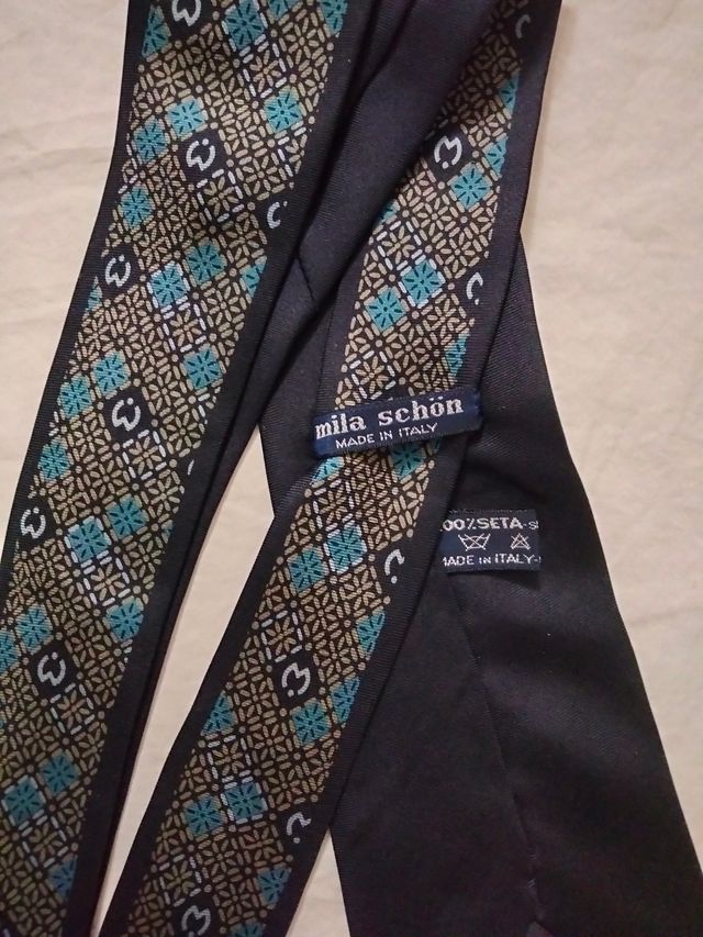 Cravatta Mila Schön seta grigio/blu