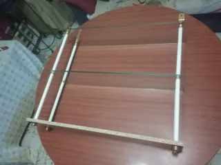 Estantería de cristal,madera y metal