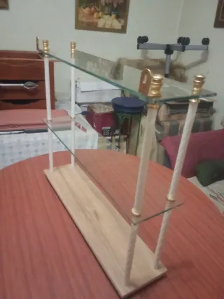 Estantería de cristal,madera y metal