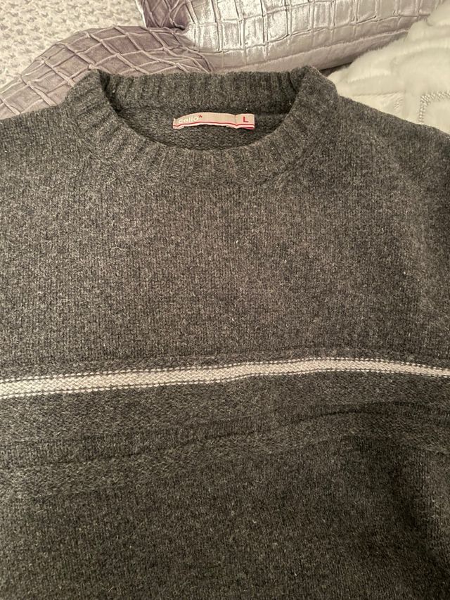 Maglione Uomo Girocollo Lana Grigio Taglia L