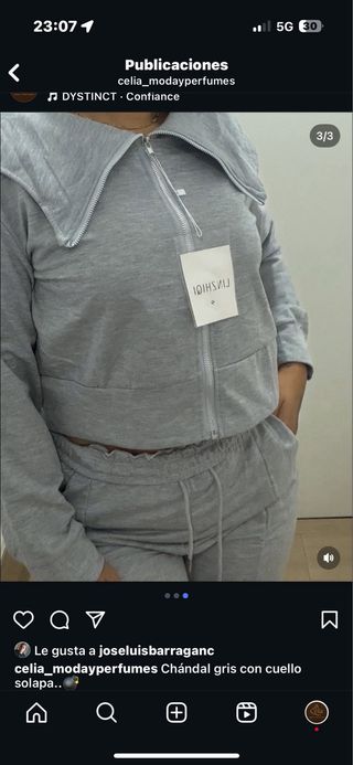 Chándal gris con cuello solapa talla s y M