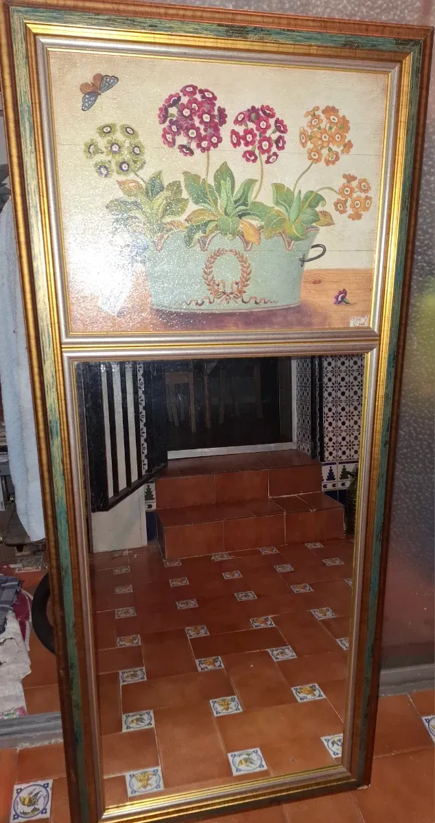 Espejo decorativo vintage madera y cristal