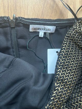 Vestido Manoukian preto e dourado