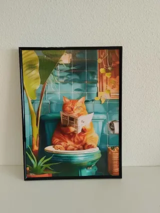 Lienzo Gato Naranja Baño Decoración