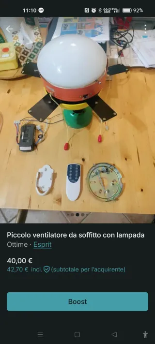 Ventilatore da soffitto con lampada