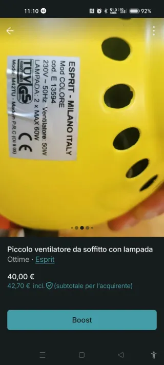 Ventilatore da soffitto con lampada