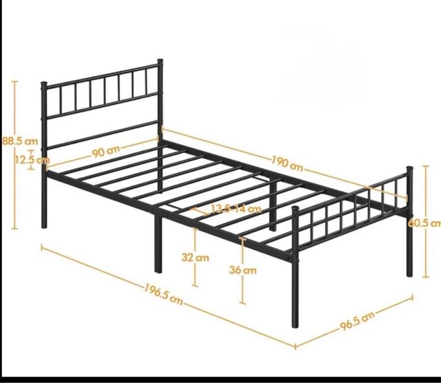 Estructura cama individual metálica negra