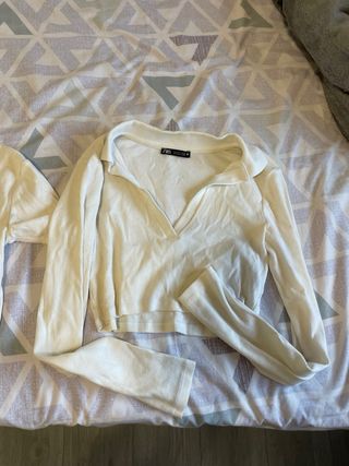 Dos camisetas Zara beige/blanco