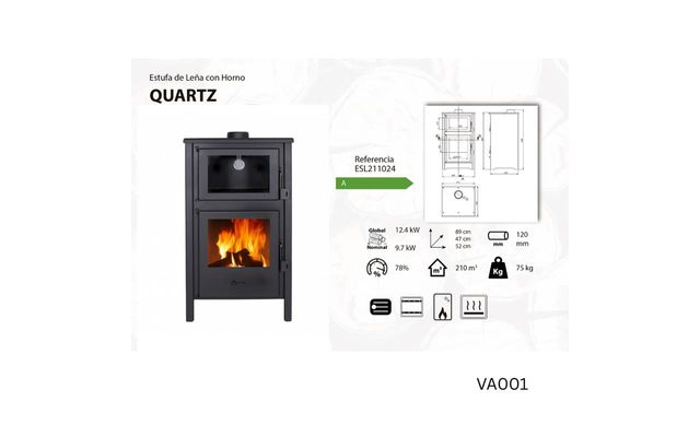 Estufa de Leña  Nueva con Horno ESL211024GRA
