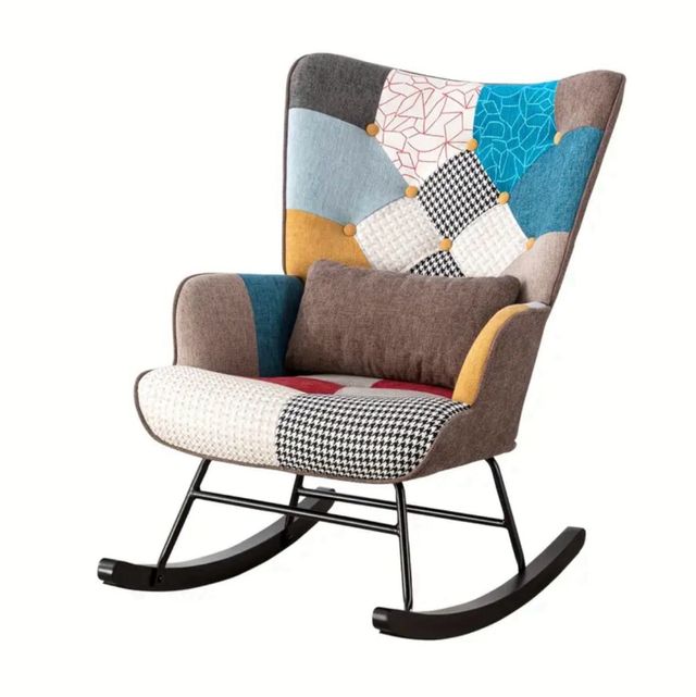 Sedia a dondolo in velluto dal design moderno