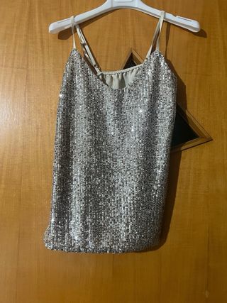 Top donna paillettes argento e oro taglia M