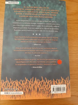 NOVELA "DULCE DESPEDIDA" DE DAVID NICHOLLS