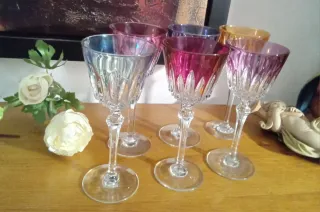 Conjunto 6 Copos Vinho Cristal Coloridos