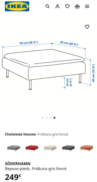 Sofá modular Ikea naranja y el puff