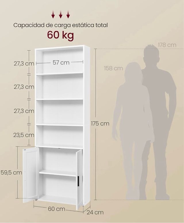 Estantería blanca con puertas