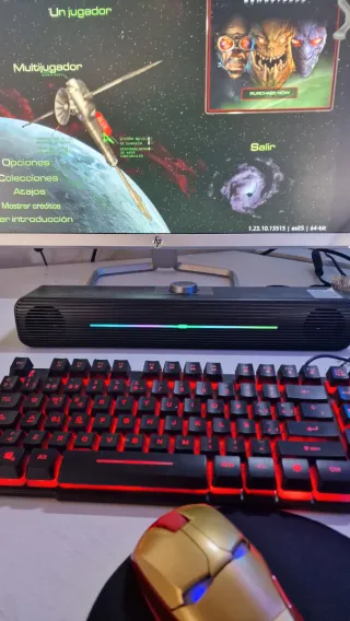 Barra de Sonido PC Negra con Luces LED