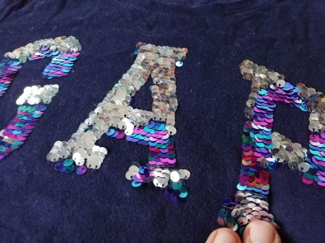 Camiseta GAP bordado y LENTEJUELAS niña ORIGINAL