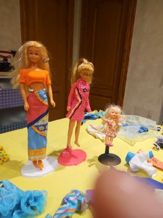 Lote Muñecas Barbie, Skipper, Chelsea y Ropa