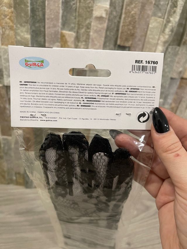 Guanti Guirca Pizzo Nero Openwork