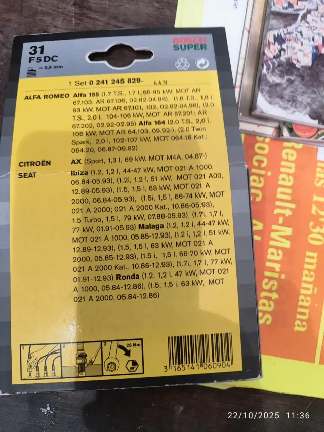 Bujías Bosch F5DC (4 unidades)