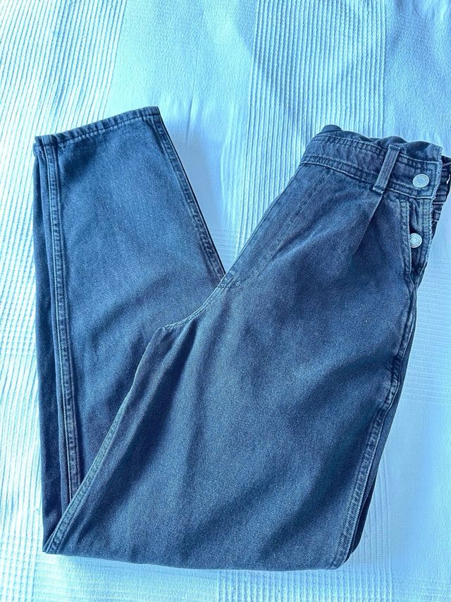 Peto vaquero cintura alta negro Talla XS