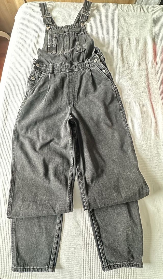 Peto vaquero cintura alta negro Talla XS