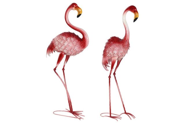 FIGURA DECORACION FLAMINGO METAL