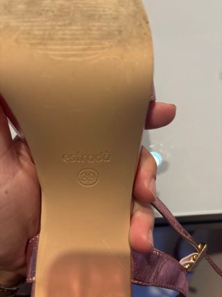 Sandali rosa metallizzati tacco quadrato plateau
