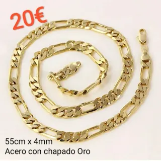 Cadena Figaro Acero Chapado Oro 55cm