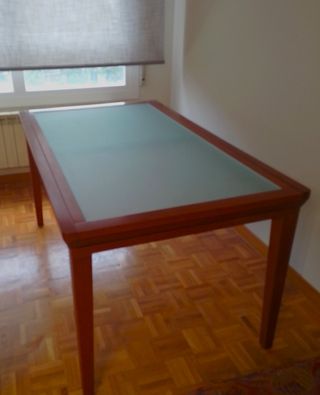 Mesa de comedor extensible madera y cristal