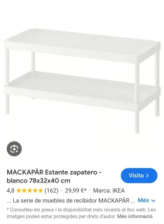 Zapatero metálico blanco