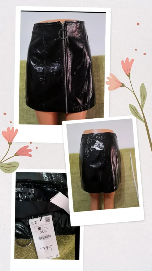 Falda polipiel efecto charol Bershka