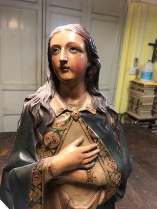 Virgen Inmaculada Escultura Madera Policromada!